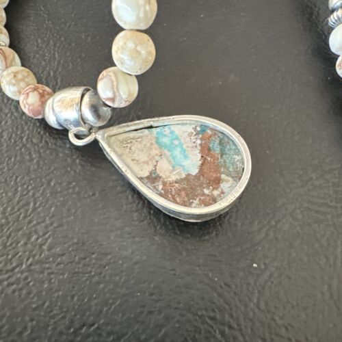 Women's Navajo Wild Horse Opal Necklace Pendant | Sterling Silver | Authentic Native American Handmade | 15814