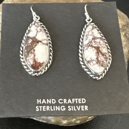 Navajo Wild Horse Turquoise Dangle Earrings | Sterling Silver | Authentic Native American Handmade | 16518