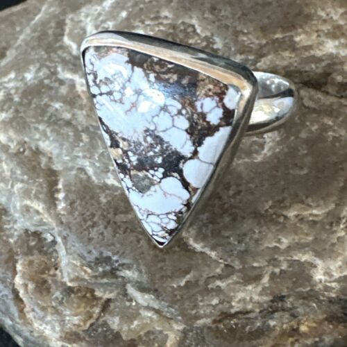 Men's & Women's Wild Horse Turquoise Ring | Navajo Sterling Silver | Sz 8 | 17353