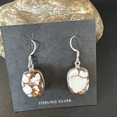 Navajo Wild Horse Turquoise Dangle Earrings | Sterling Silver | Authentic Native American Handmade | 15747