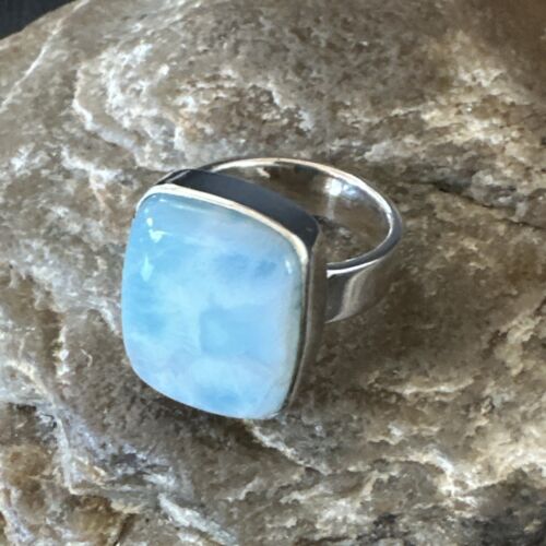 Navajo Blue Larimar Ring | Sterling Silver | Sz 7 | Authentic Native American Handmade | 17655