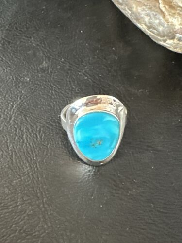 Sterling Silver Blue Kingman Turquoise Ring | Sz 10 | Authentic Native American Handmade | 17600