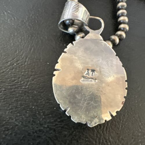 Navajo Blue Kingman Turquoise Pendant Necklace | Sterling Silver | Native American Handmade | 16023