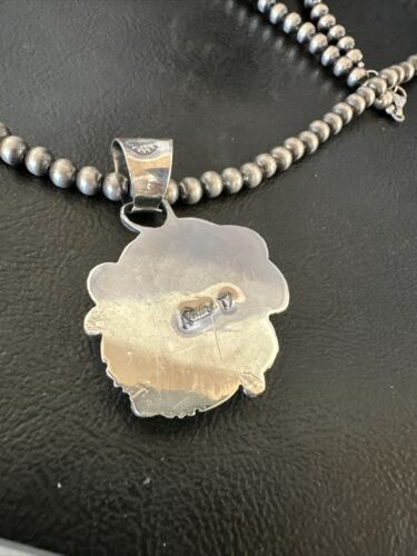 Navajo Orange Spiny Oyster Heart Pendant Necklace | Sterling Silver | Authentic Native American Handmade | 16423