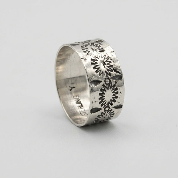 Navajo Stamped Sterling Silver Thumb Ring | Sz 14 | Authentic Native American Handmade | 15128