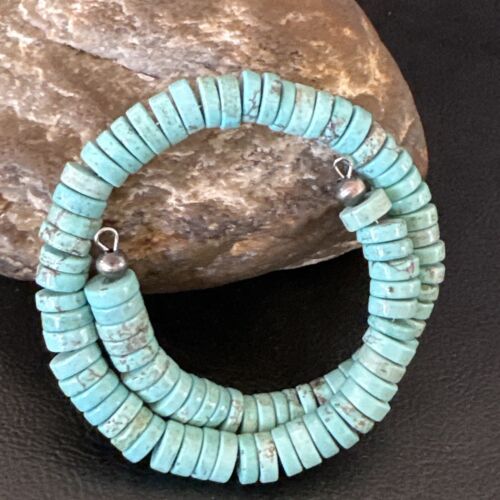 Navajo Turquoise Heishi Bracelet | Stainless Steel Memory Wire | Authentic Native American Handmade | 17610