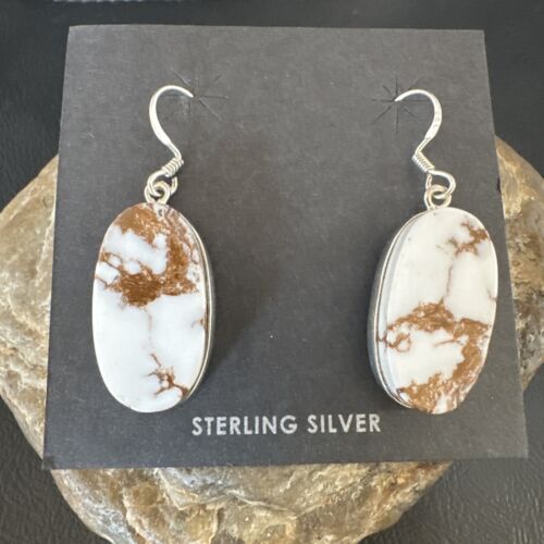 Navajo Wild Horse Turquoise Dangle Earrings | Sterling Silver | Authentic Native American Handmade | 15743
