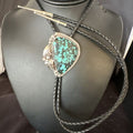 Men's Blue Spiderweb Turquoise Bolo Tie | Navajo Sterling Silver | Authentic Native American Handmade | 15011