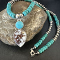Navajo Wild Horse | Blue Kingman Turquoise Pendant Necklace | Sterling Silver | 17576
