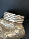 Native American Sterling Silver Navajo Stamped Cuff Bracelet | Authentic Handmade | 15985