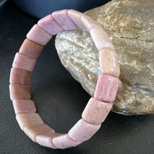 Navajo Pink Rhodochrosite Stretch Bracelet | Authentic Native American Handmade | 16977