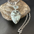 Navajo Dry Creek Turquoise Topaz Pendant Necklace | Sterling Silver | Authentic Native American Handmade | 16314