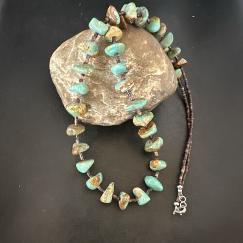 Navajo Royston Turquoise Shell Heishi Bead Necklace | Sterling Silver | 30" | 16955