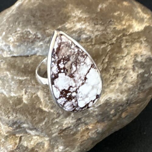 Navajo Wild Horse Turquoise Ring | Sterling Silver | Sz 7 Adjustable | Authentic Native American Handmade | 15547