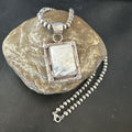 White Buffalo Turquoise Pendant | Navajo Pearls Sterling Silver Necklace | Authentic Native American Handmade | 17104