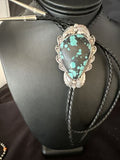 Men's Blue Spiderweb Turquoise Bolo Tie | Navajo Sterling Silver | Authentic Native American Handmade | 15008