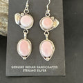 Navajo Pink Conch Shell Dangle Earrings | Sterling Silver | Authentic Native American Handmade | 17215