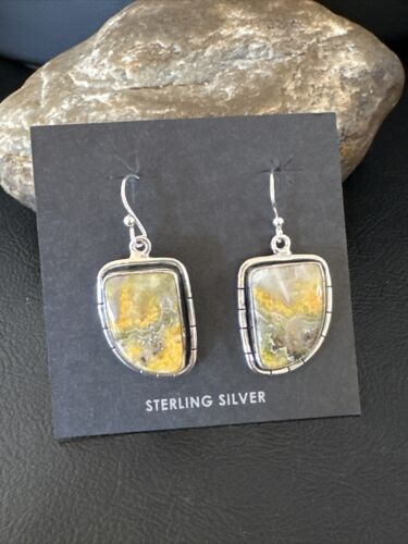 Navajo Bumblebee Jasper Earrings | Sterling Silver | Authentic Native American Handmade | 15825