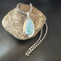 Navajo Blue Larimar Pendant Necklace | Sterling Silver Beads | Authentic Native American Handmade | 16485