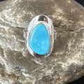 Navajo Blue Kingman Turquoise Ring | Sterling Silver | Sz 8 | Authentic Native American Handmade | 16588