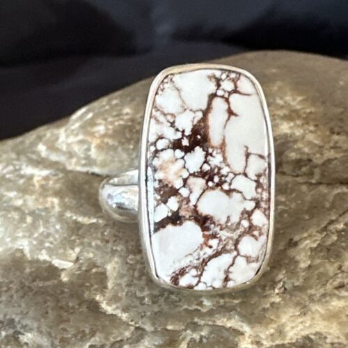 Men's Women's Wild Horse Turquoise Ring | Navajo Sterling Silver | Sz 7 | Authentic Native American Handmade | 17283
