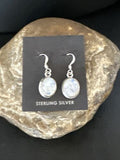 Navajo White Mother of Pearl Dangle Earrings | Sterling Silver | Authentic Native American Handmade | 15308