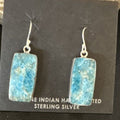 Navajo Blue Turquoise Dangle Earrings | Sterling Silver | Authentic Native American Handmade | 15431
