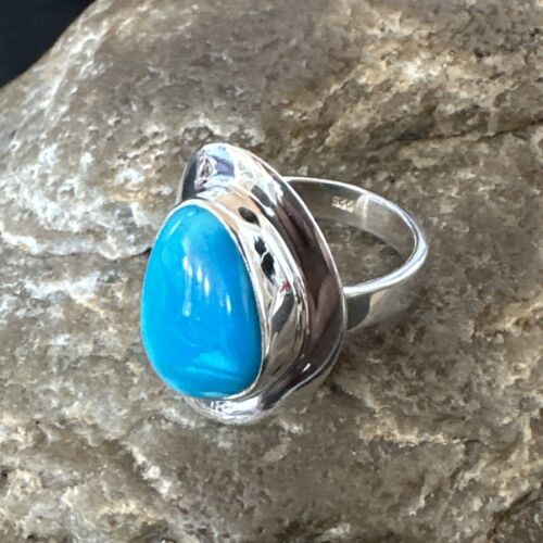 Navajo Blue Kingman Turquoise Ring | Sterling Silver | Sz 7 | Authentic Native American Handmade | 16590