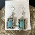 Navajo Blue Turquoise Dangle Earrings | Sterling Silver | Authentic Native American Handmade | 15439