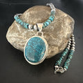 Men's Blue Spiderweb Turquoise Pendant Necklace | Navajo Sterling Silver | Authentic Native American Handmade | 17082