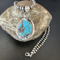 Navajo Blue Kingman Turquoise Pendant Necklace | Sterling Silver | Native American Handmade | 16023