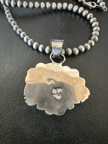 Navajo Orange Spiny Oyster Heart Pendant Necklace | Sterling Silver | Authentic Native American Handmade | 16425