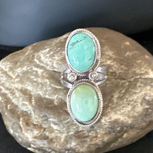 Navajo Blue Dry Creek Turquoise Multi-Stone Ring | Authentic Native American Sterling Silver | Sz 9.5 | 16738