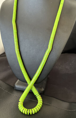Navajo Green Gaspeite Graduated Necklace | Sterling Silver | Authentic Native American | 29" | 16466