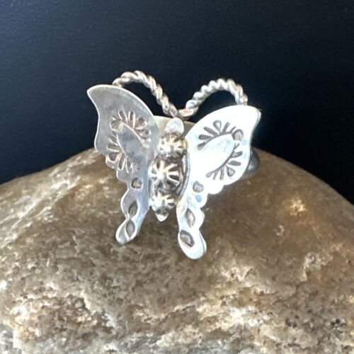 Navajo Sterling Silver Butterfly Ring | Sz 7.5 | Authentic Native American Handmade | 16972