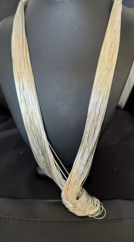 Statement Liquid Silver Heishi Necklace | 100 Strand Sterling Silver | 29" | 16450