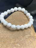 White Howlite Bead Mala Bracelet | 8mm | Stretchable | Authentic Native American Handmade | 4603