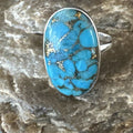 Navajo Blue Mojave Turquoise Ring | Sterling Silver | Sz 10 | Authentic Native American Handmade | 16053