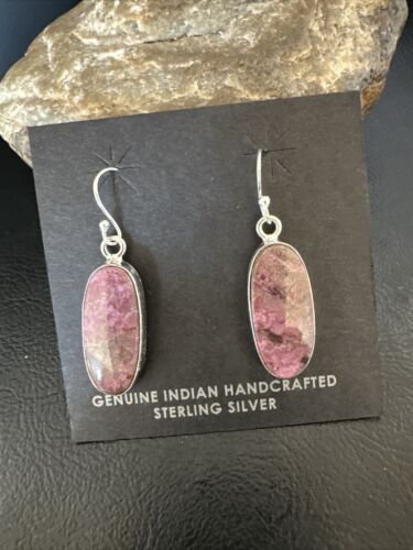 Purple Mojave Turquoise Dangle Earrings | Sterling Silver | Authentic Native American Handmade | 15785