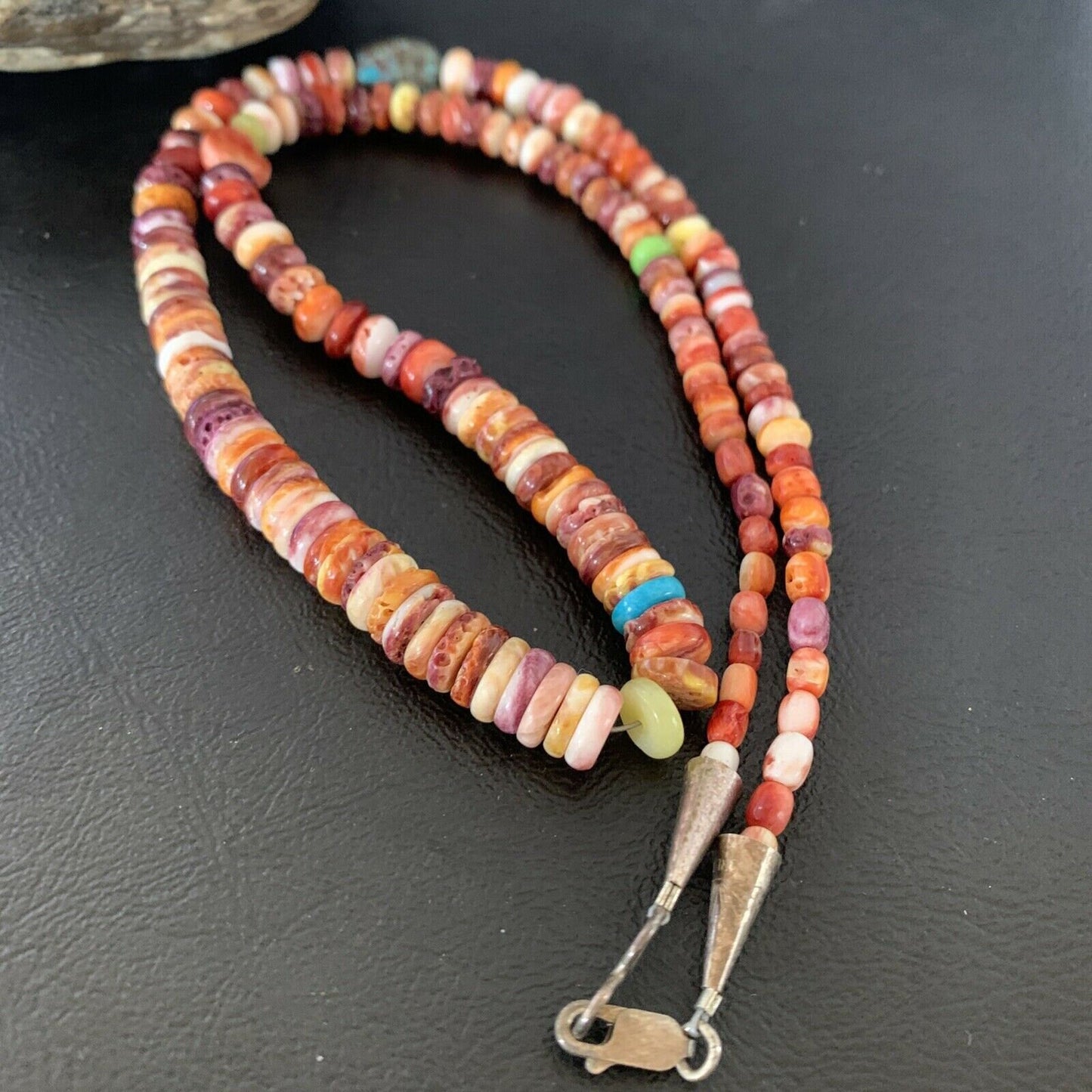 Navajo Spiny Oyster Turquoise Necklace | Sterling Silver | 22" | Authentic Native American Handmade | 10694