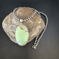 Navajo Green Gaspeite Pendant Necklace | Sterling Silver | Authentic Native American Handmade | 15484