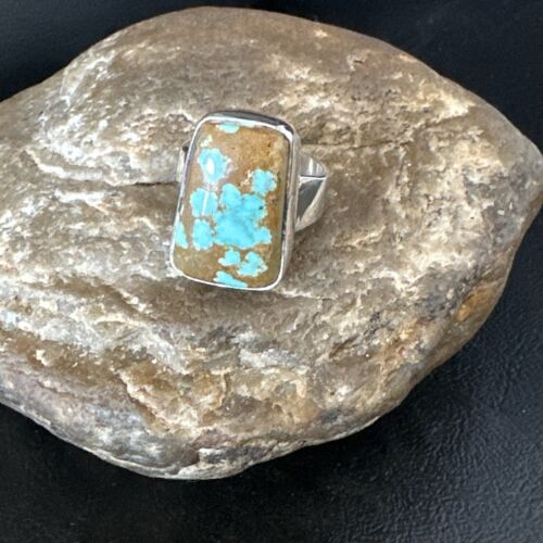 Navajo Blue Turquoise #8 Ring | Sterling Silver | Sz 7 | Authentic Native American Handmade | 14963