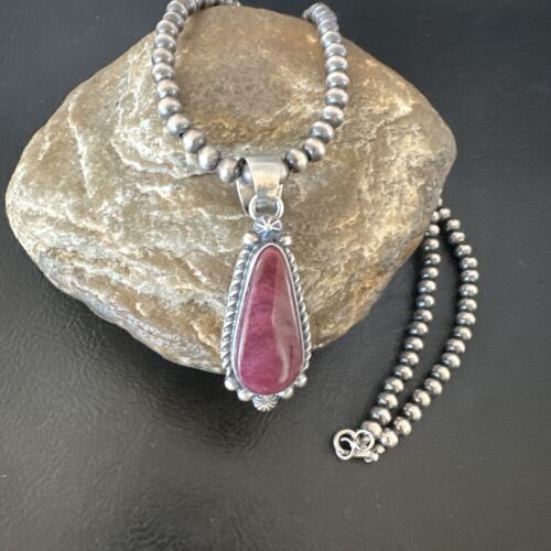 Navajo Purple Spiny Oyster Pendant with Pearls | Sterling Silver Necklace | Authentic Native American Handmade | 16059