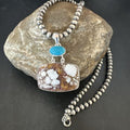 Men's Wild Horse Blue Kingman Turquoise Necklace | Sterling Silver SW Pendant | Multi-Stone | 17326