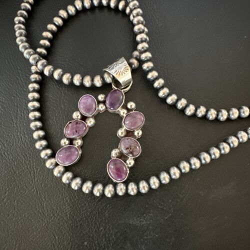 Navajo Horseshoe Naja Purple Sugilite Pendant Necklace | Sterling Silver | Authentic Native American Handmade | 15750