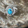 Navajo Blue Kingman Turquoise Pinkie Ring | Sterling Silver | Sz 8 | Authentic Native American Handmade | 15356