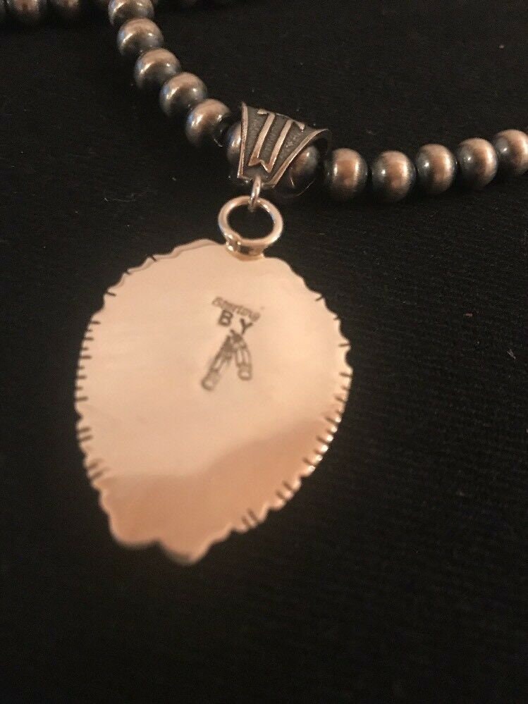 Handmade Navajo Sterling Silver Bisbee Turquoise Necklace Pendant | Yazzie | Rare | 3059
