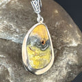 Navajo Bumblebee Jasper Pendant Necklace | Sterling Silver | Authentic Native American Handmade | 15968