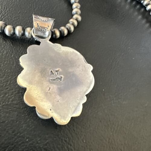 Navajo Orange Spiny Oyster Pendant Necklace | Sterling Silver | Authentic Native American Handmade | 15628