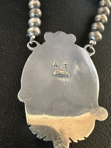 Navajo Blue #8 Turquoise Pendant Necklace | Sterling Silver | Authentic Native American Handmade | 15250